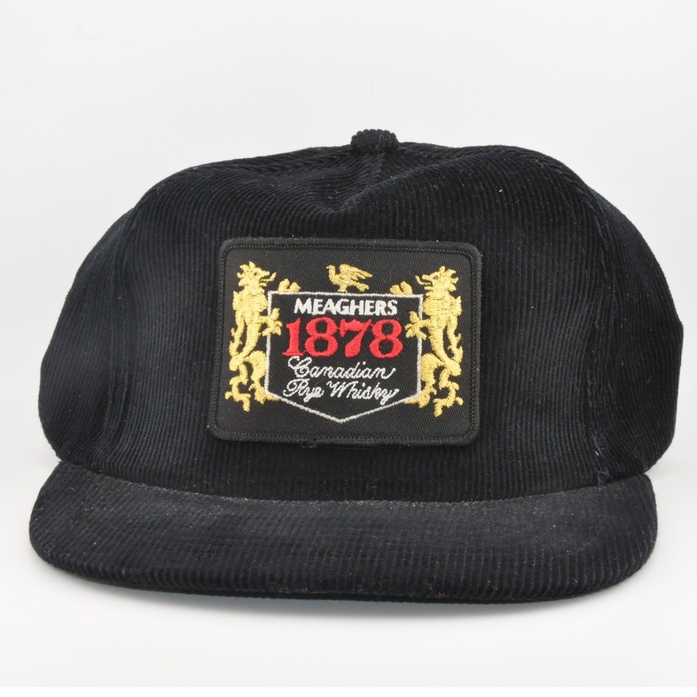 Athletic Headwear Meaghers 1878 Whisky Hat OSFA Black Excellent Corduroy Vintage